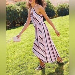 Bailey Blue Sleeveless Striped Maxi Length Casual Dress Women Size XS Pink/Black